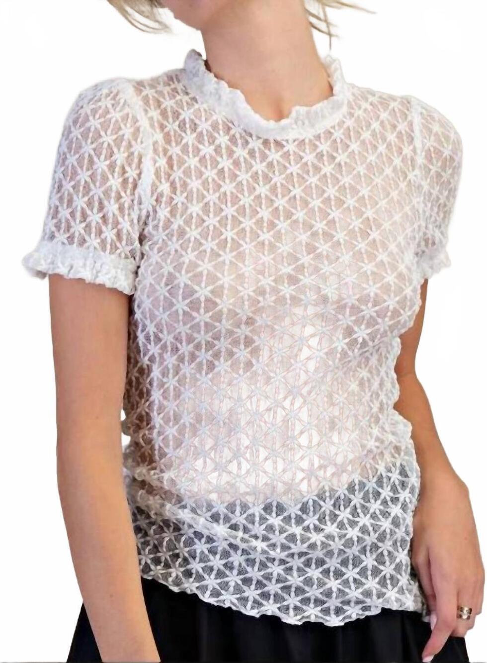 NEW EASEL southern belle eyelet blouse in white